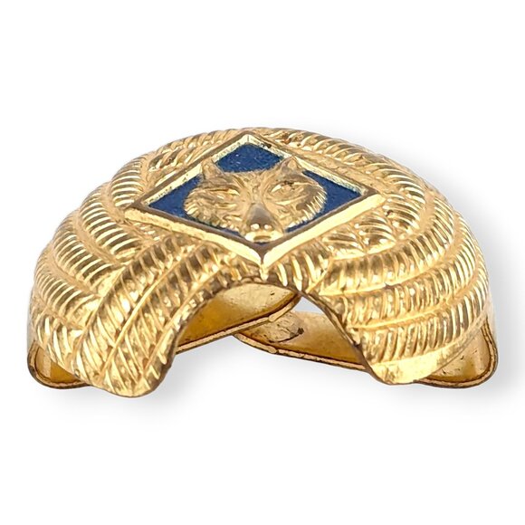 Cub Scout Neckerchief Slide Boy Scouts Tie Clip Blue Gold Toned Wolf Vintage BSA - Picture 6 of 10